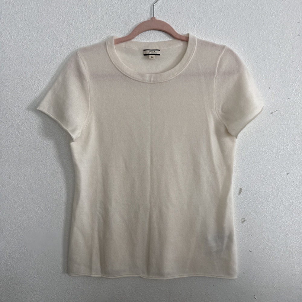 J.CREW Cashmere relaxed T-shirt IVORY women Sz Large